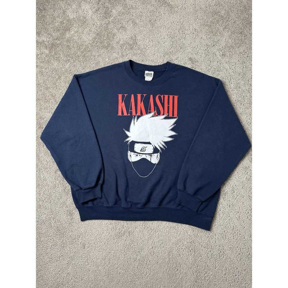 Vintage Mens Sweatshirt 2002‎ NARUTO KAKASHI SHIPPUDEN Anime Graphic, Size XL